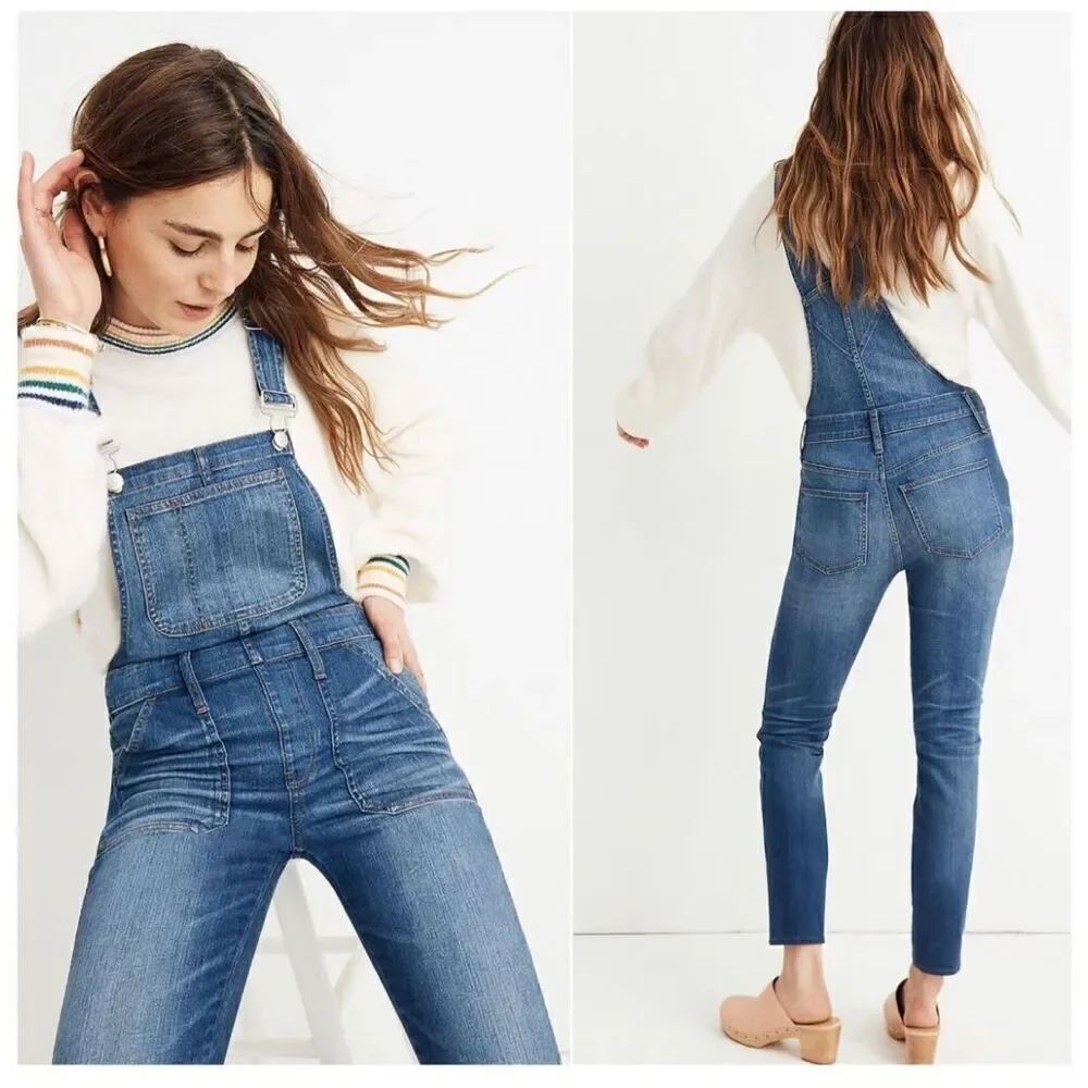 MADEWELL | blue skinny cropped overalls S